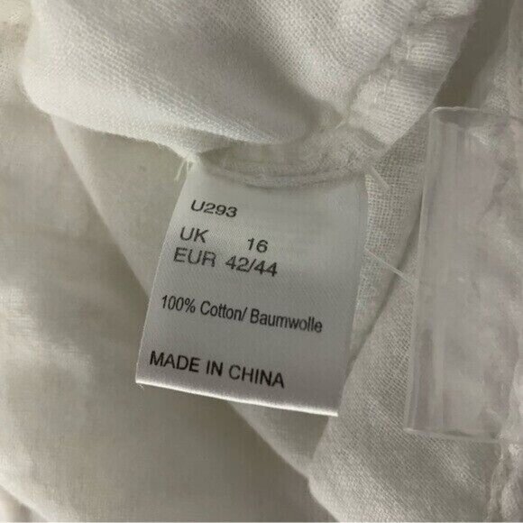 Poetry White Cotton Long Sleeve Ruffle Front Textured Boho Blouse UK 16 US L - Picture 6 of 6